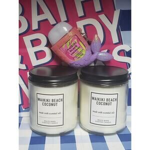 BBW Waikiki Beach Coconut Single Wick Candle & PocketBac Holder w. Refill